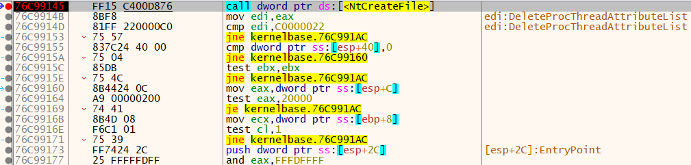 CreateFileA İşlemi